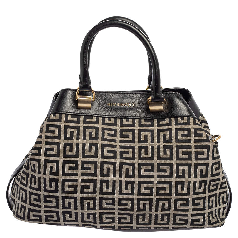 Pre Owned Givenchy Black/White Monogram Canvas and Leather Tote