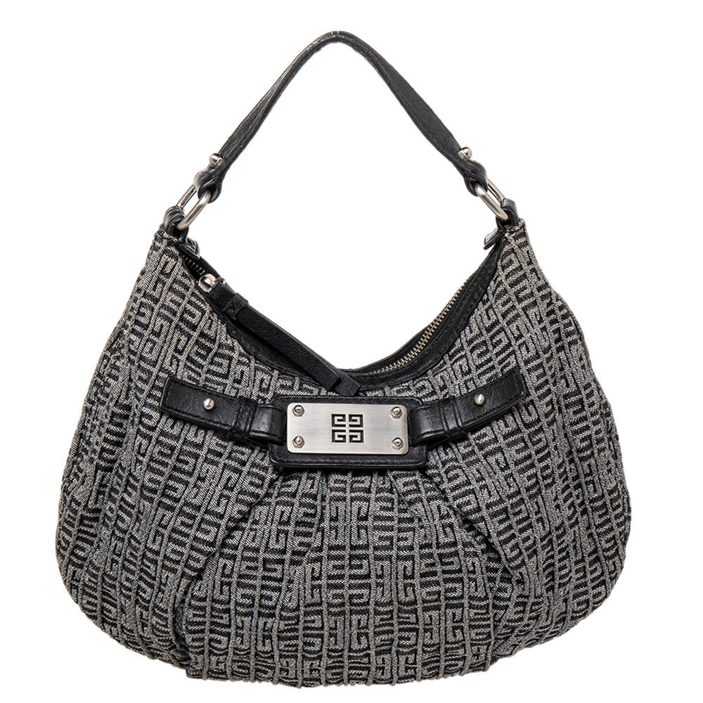 Givenchy Grey/Black Monogram Canvas And Leather Hobo