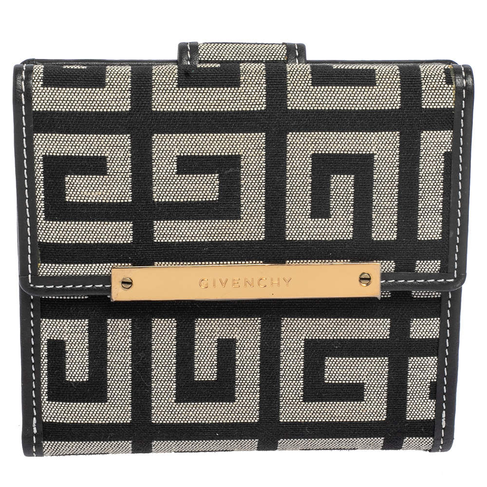 Pre Owned محفظة جيفنشي مضغوطة كانفاس مونوغرامي أسود/ رمادي