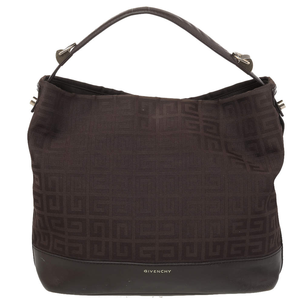 Pre Owned Givenchy Brown Monogram Canvas And Leather Hobo
