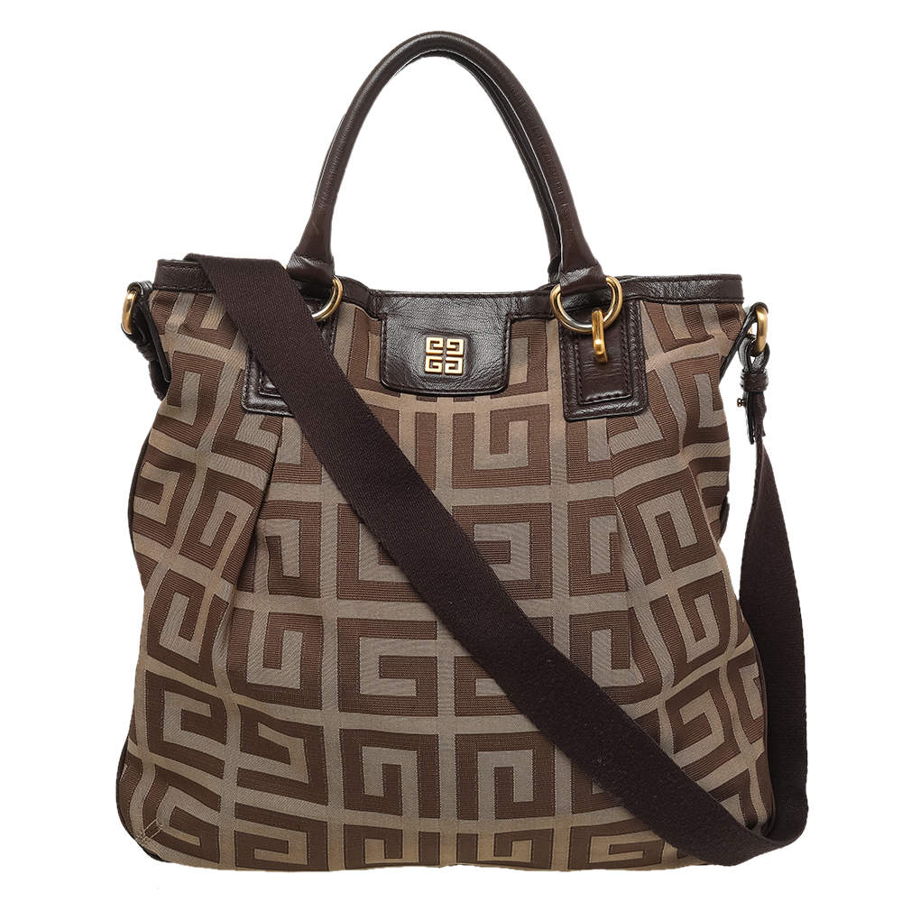 Pre Owned Givenchy Brown/Beige Signature Canvas And Leather Hobo