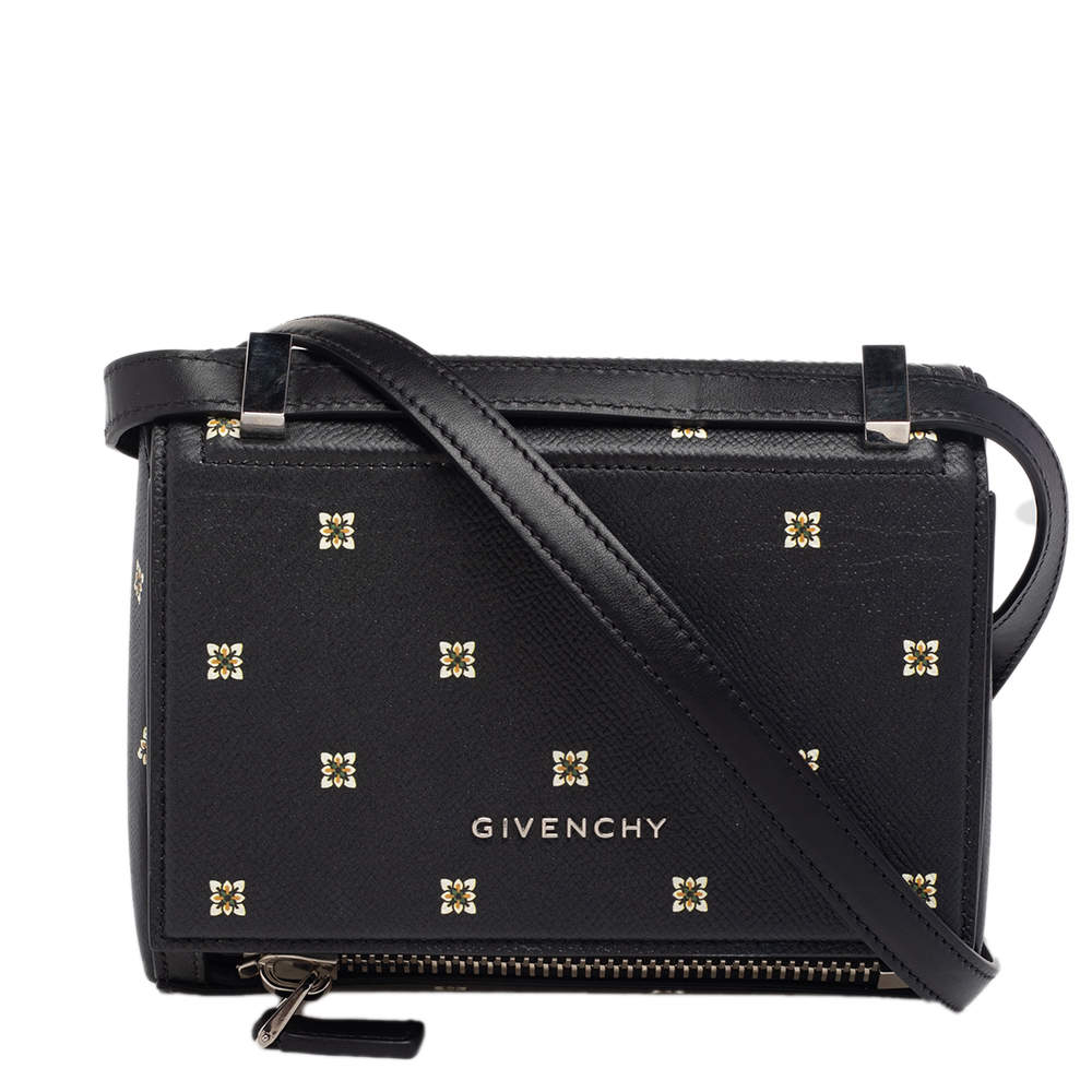 Pre Owned حقيبة كتف جيفنشي صندوق باندورا ميني جلد مطبوع أسود