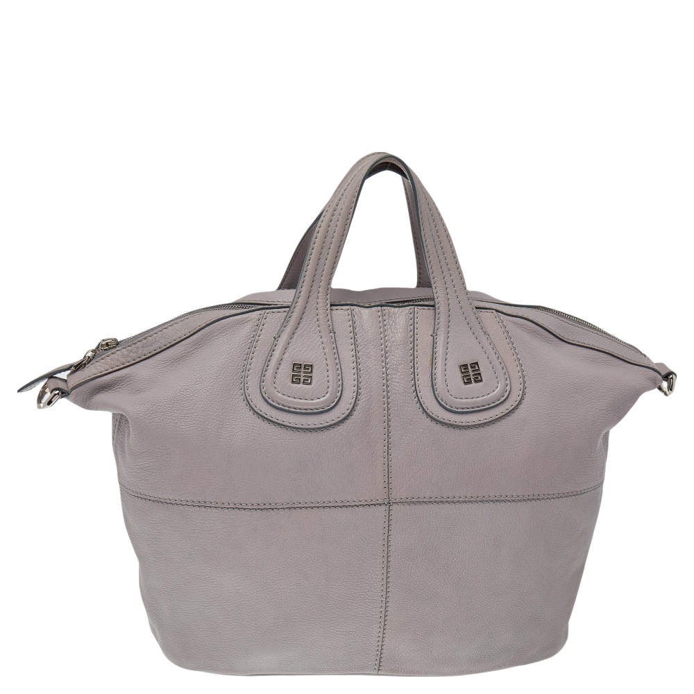 Pre Owned Givenchy Grey Leather Medium Nightingale Satchel
