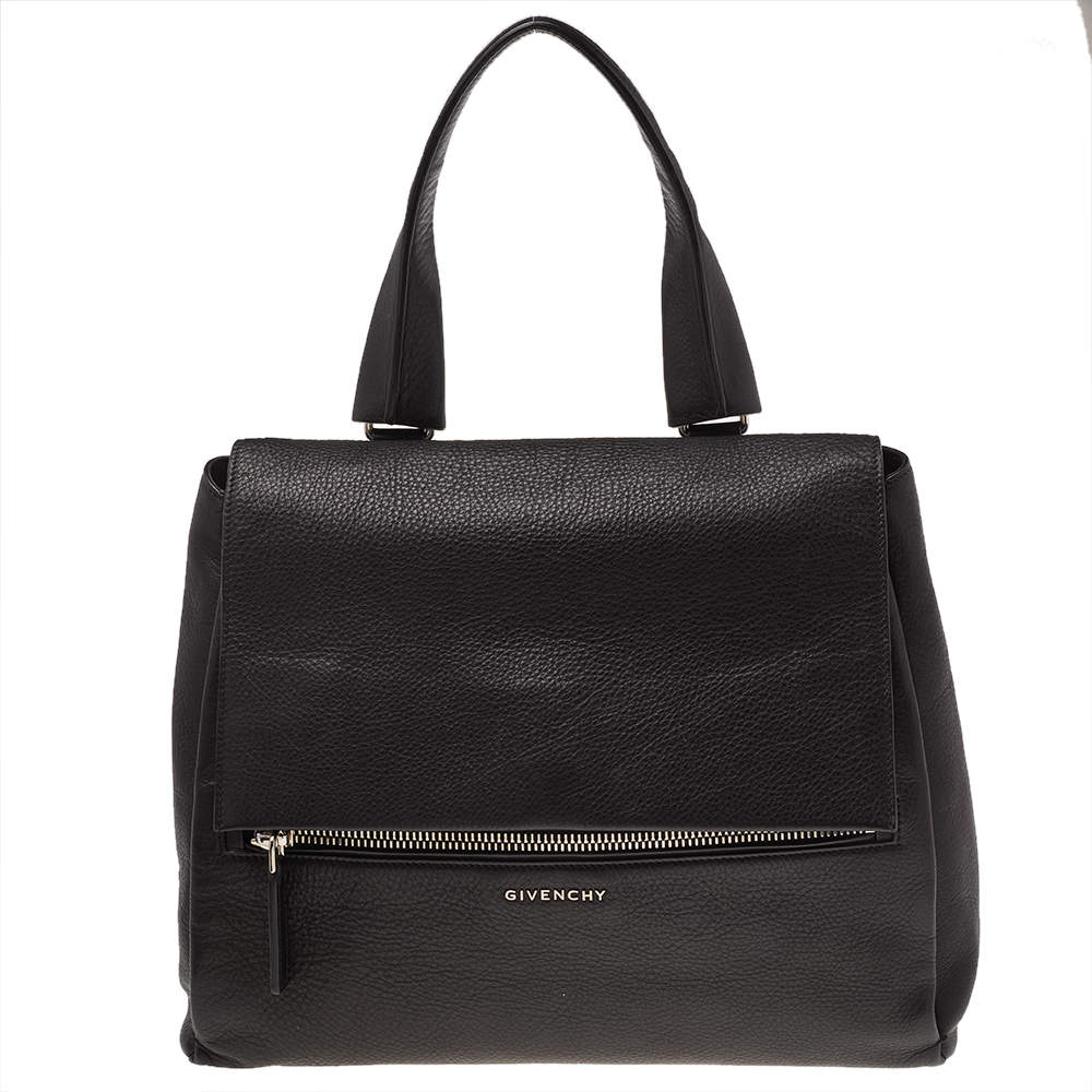 Givenchy Black Leather Medium Pandora Pure Flap Top Handle Bag