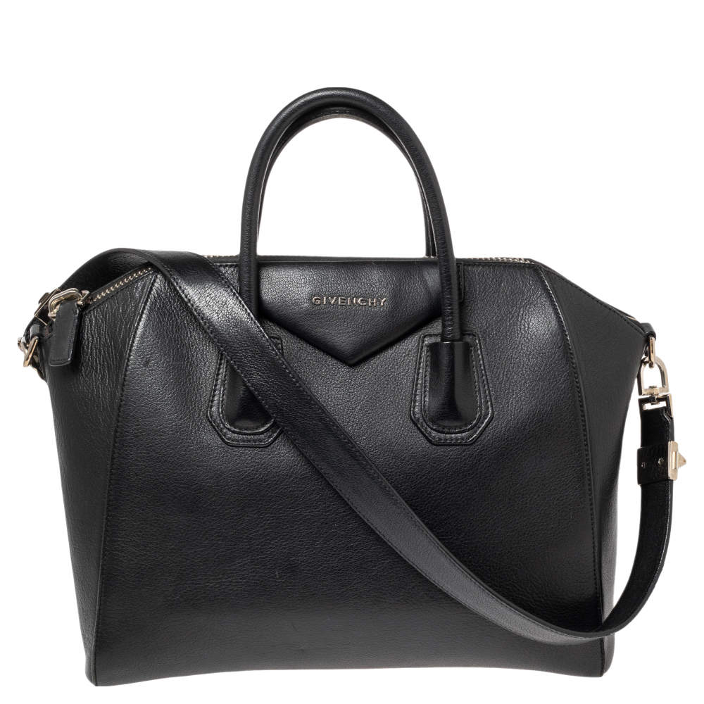 Pre Owned Givenchy Black Leather Medium Antigona Satchel 