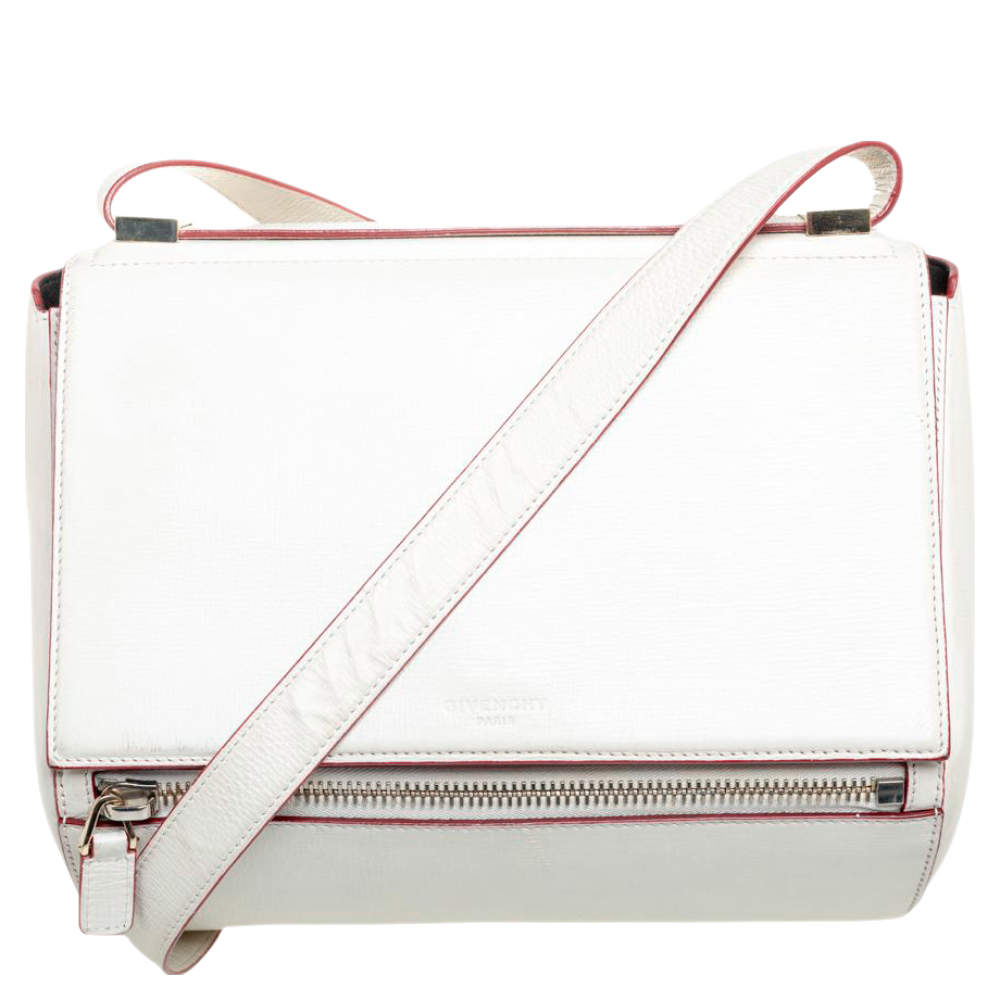 Pre Owned Givenchy White Leather Medium Pandora Box Bag