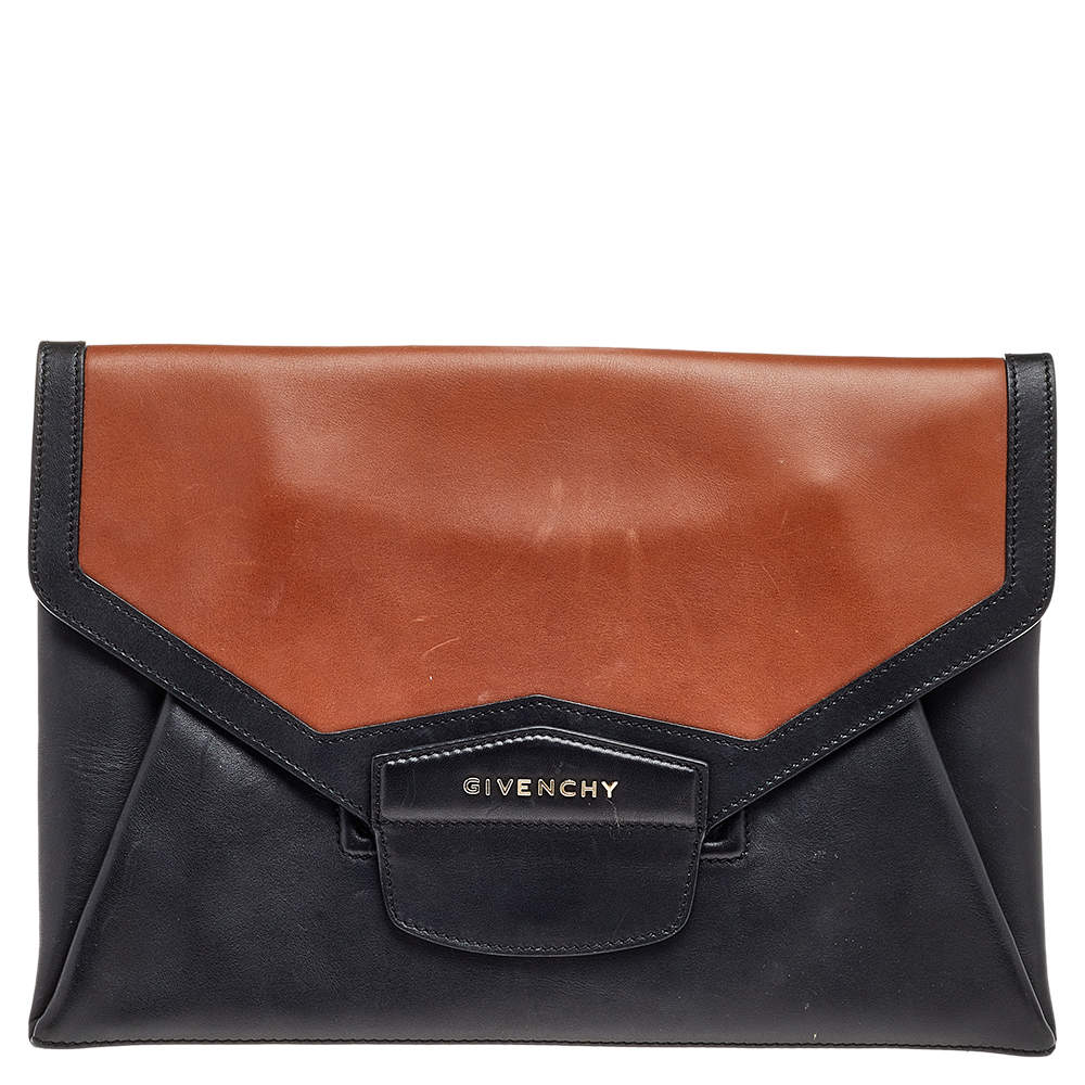 Pre Owned حقيبة كلتش جيفنشي أنتيغونا إنفيلوب جلد أسود/بني 