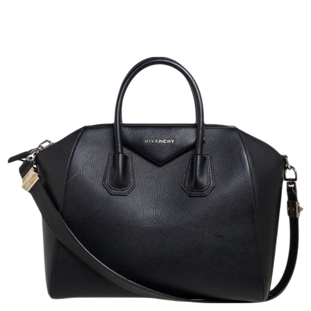 مملوكة مسبقًا حقيبة ساتشل جيفنشي أنتيغونا جلد أسود متوسطة