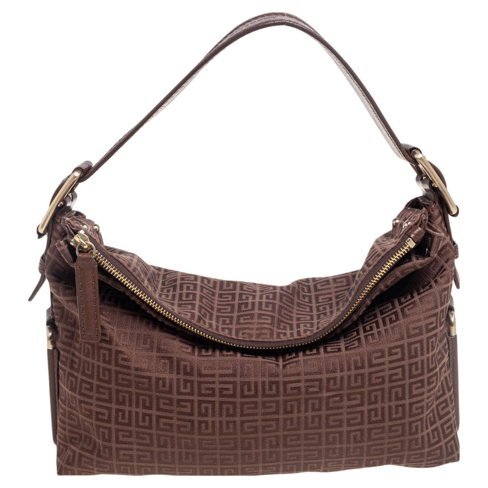 Pre Owned Givenchy Brown Signature Fabric Hobo