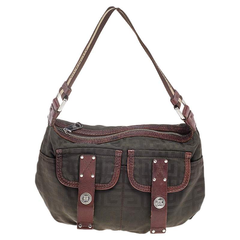 Givenchy Brown Canvas And Leather Baguette Bag