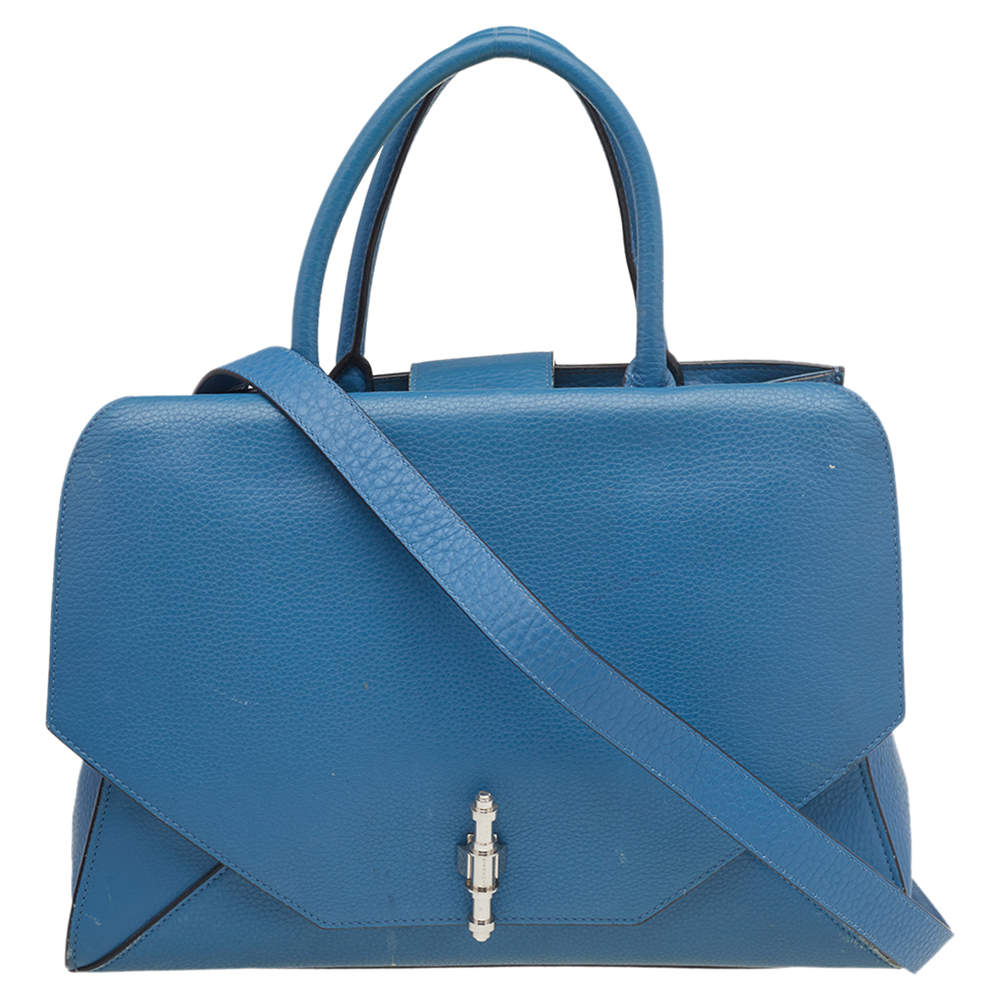 Pre Owned Givenchy Blue Leather Medium Obsedia Satchel