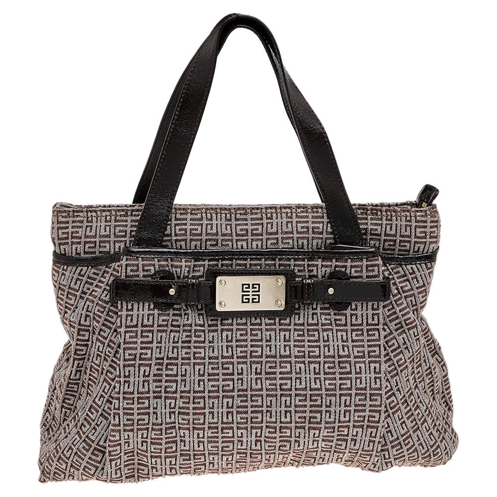 Givenchy Brown Monogram Canvas and Patent Leather Tote