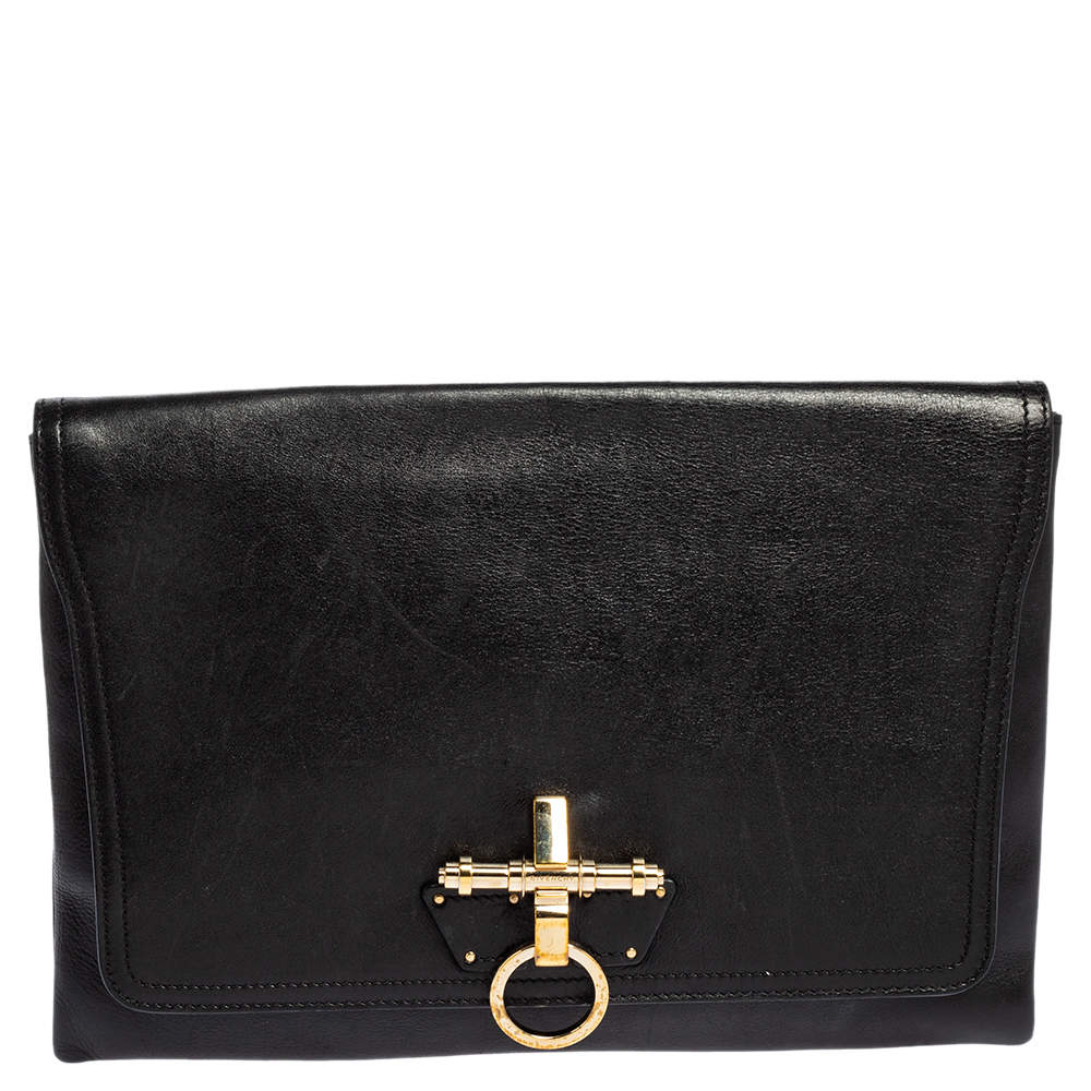 Pre Owned Givenchy Black Leather Obsedia Clutch