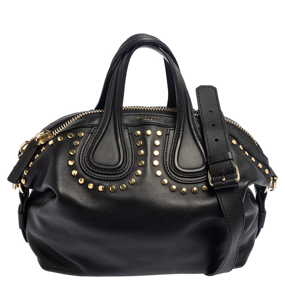 Pre Owned Givenchy Black Leather Nightingale Studded Satchel