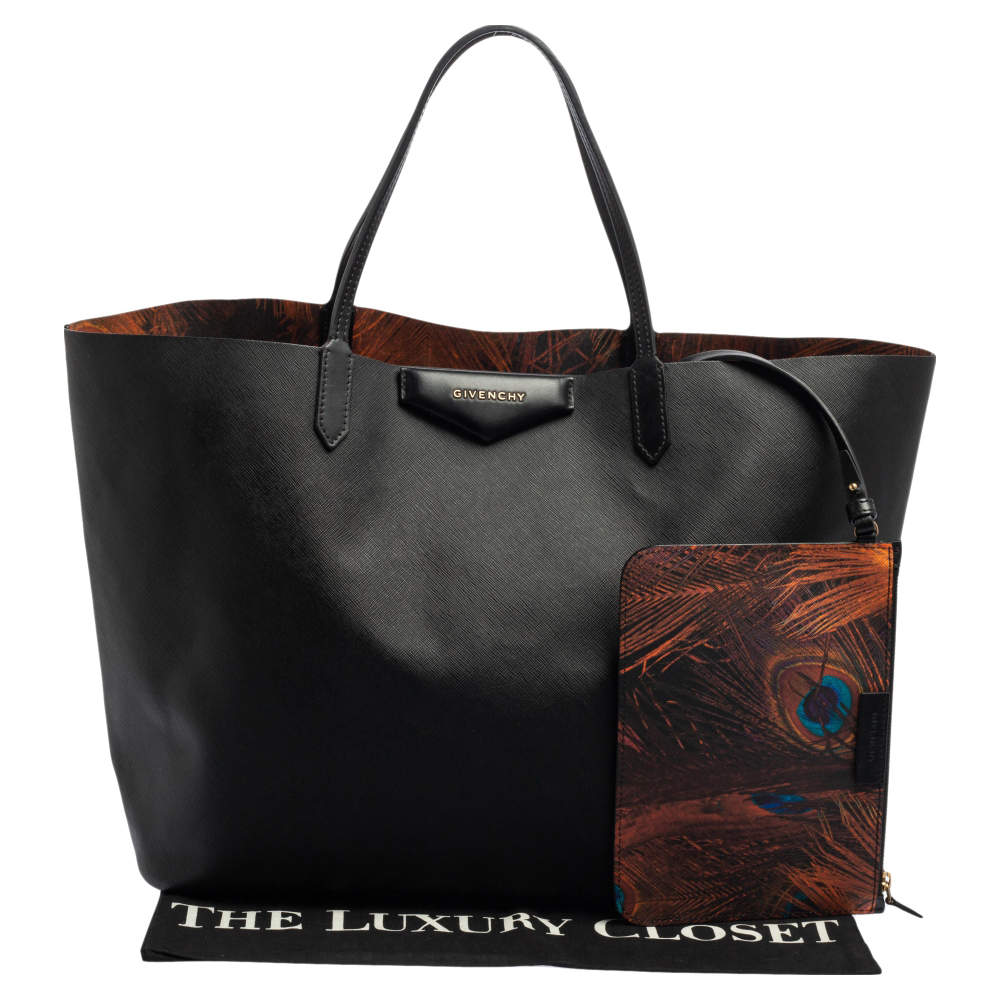 GIVENCHY Textured Coated Canvas Floral Print Large Antigona Tote Black  Multicolor 1312089