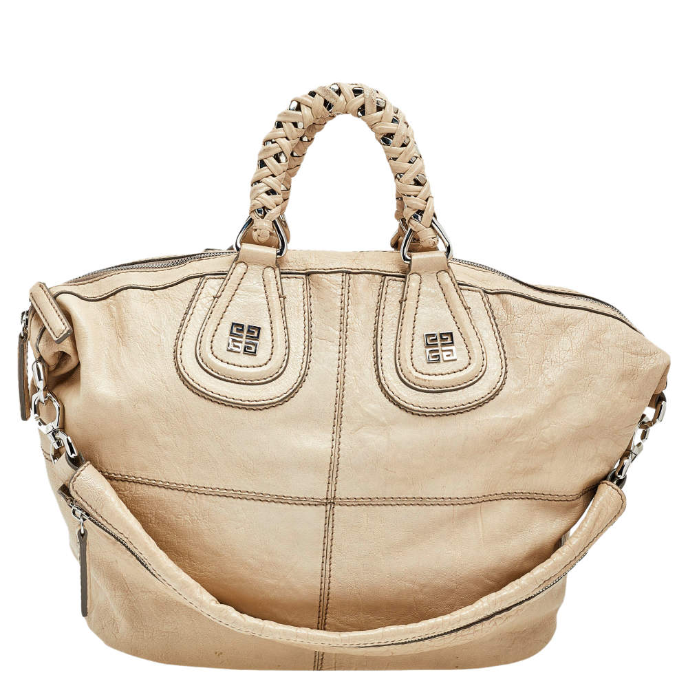 Pre Owned حقيبة ساتشل جيفنشي نايتنغيل جلد بيج متوسطة