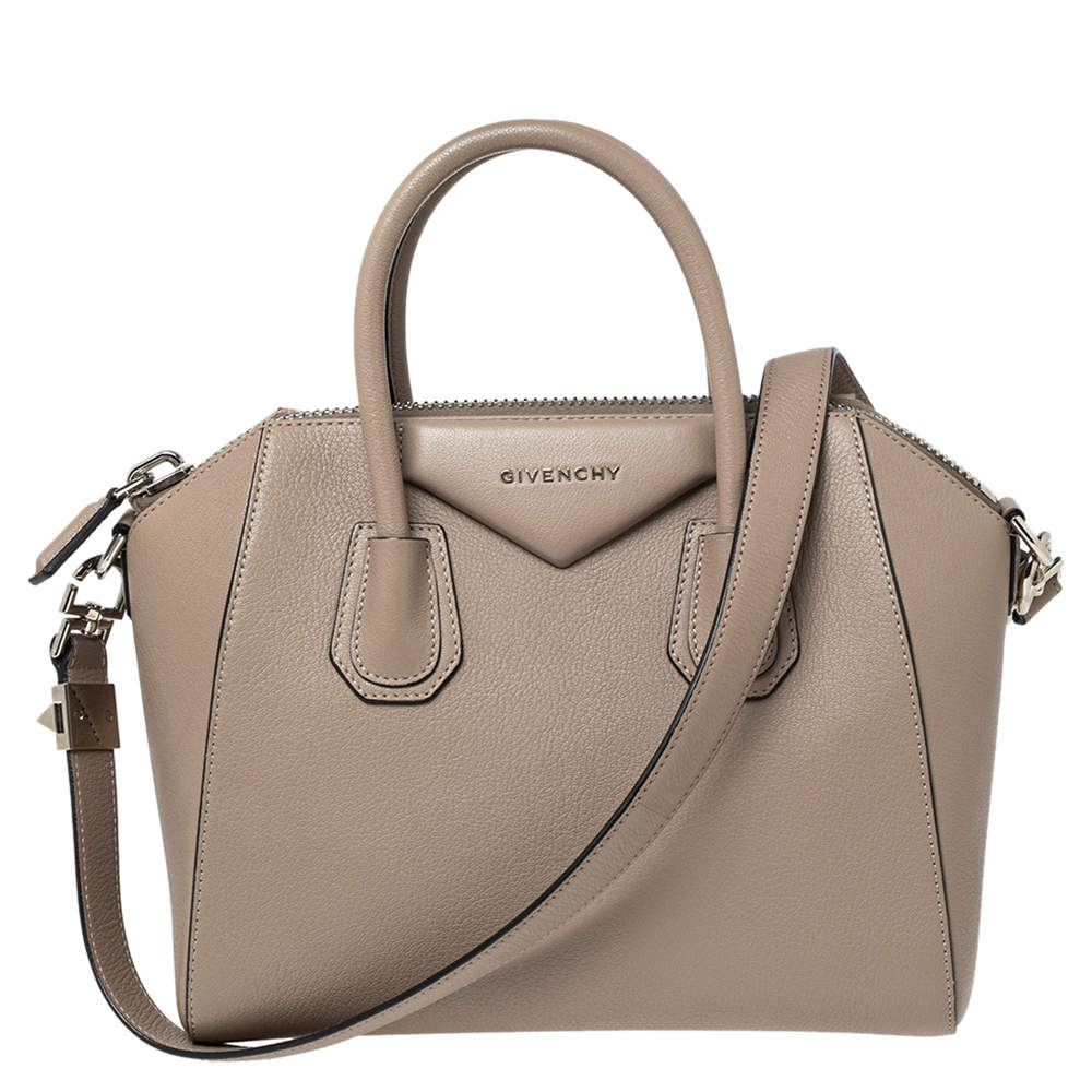 Pre Owned Givenchy Dark Beige Leather Small Antigona Satchel