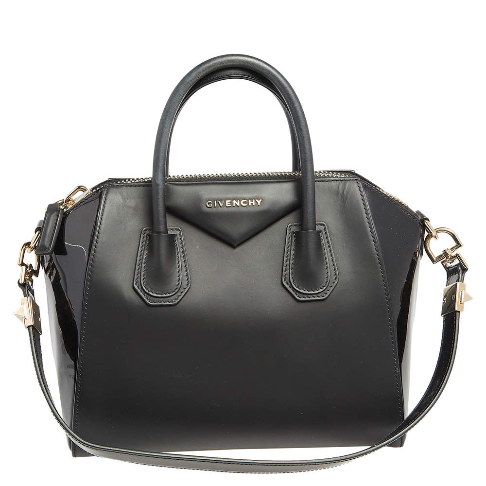 مملوكة مسبقًا  Givenchy Black Leather and Patent Leather Small Antigona Satchel