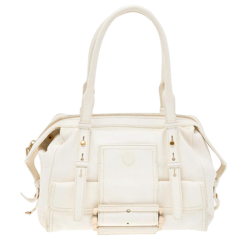 Givenchy White Leather Zip Satchel