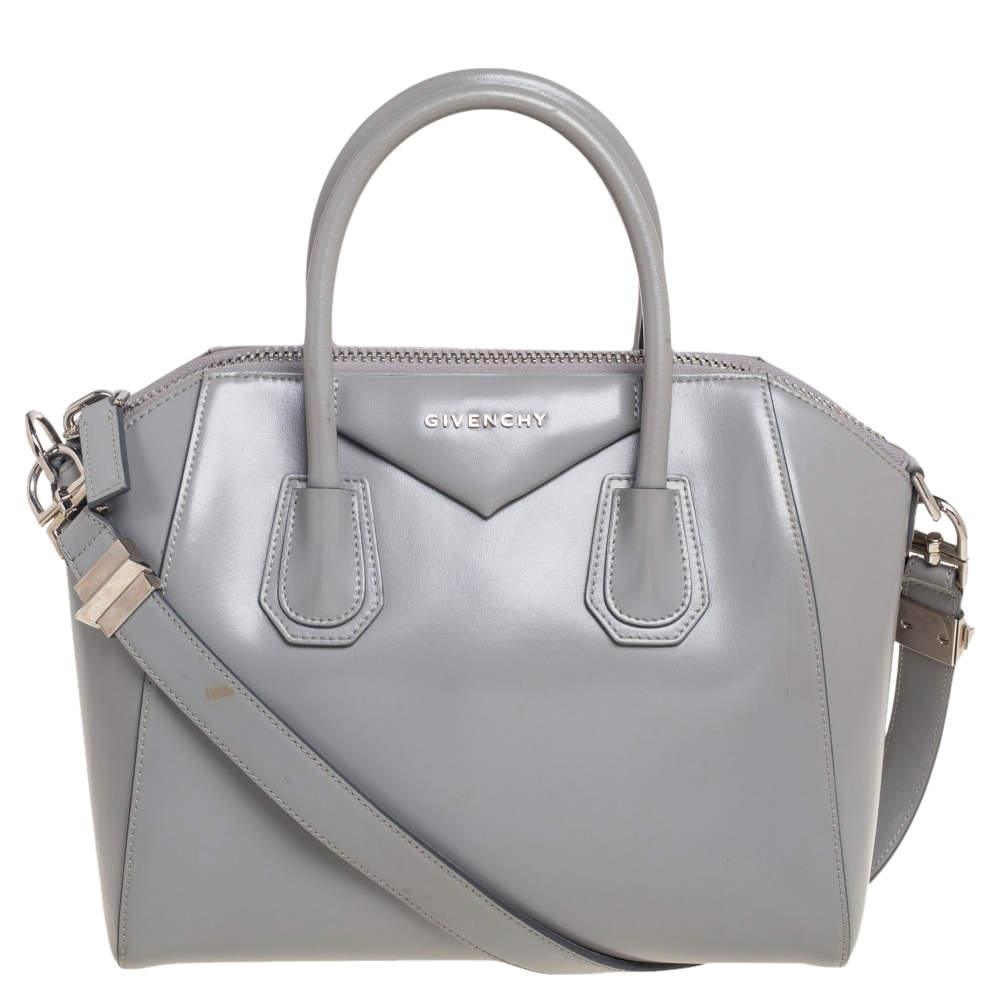 Pre Owned Givenchy Grey Leather Small Antigona Satchel
