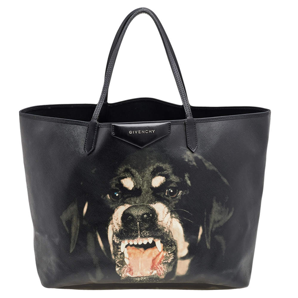 Pre Owned Givenchy Black Leather Rottweiler Antigona Large Tote