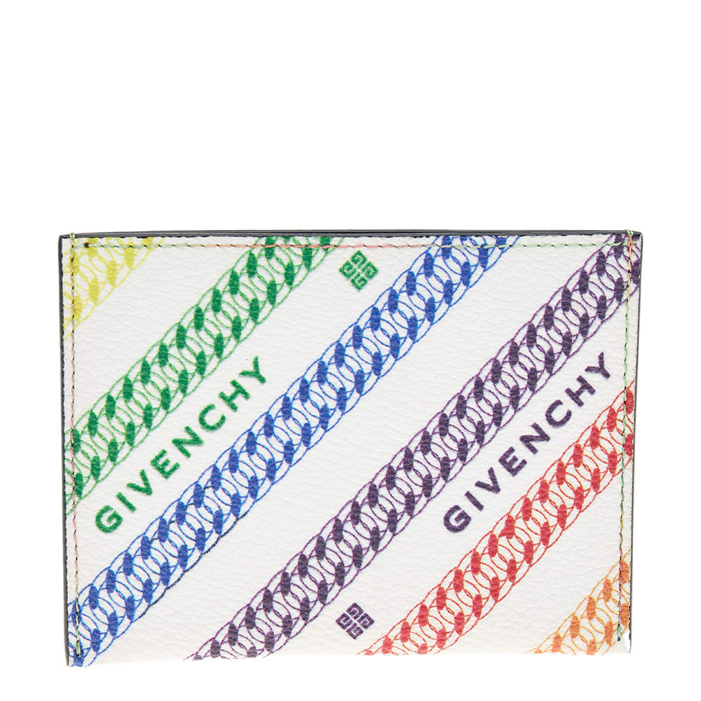 Pre Owned Givenchy Multicolor Logo Print Coated Canvas Card Holder