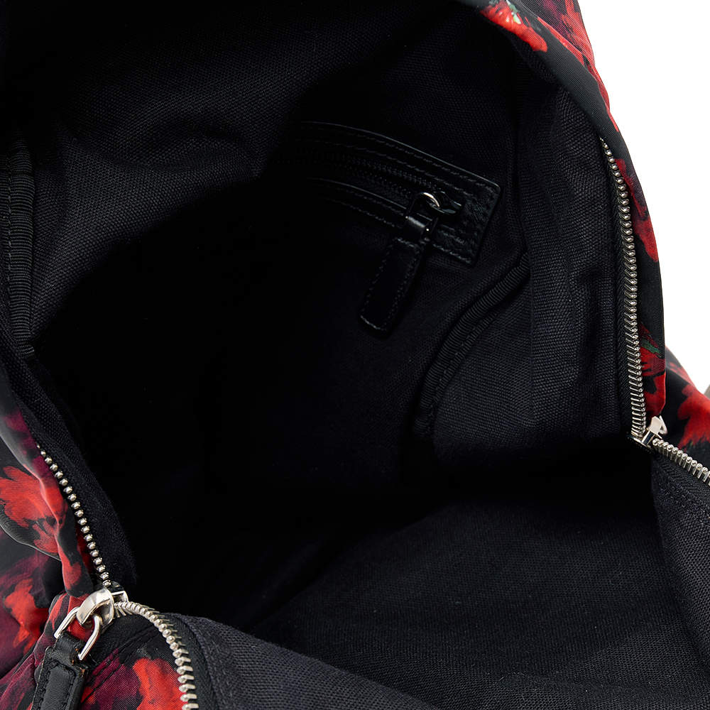 Givenchy Black/Red Floral Print Nylon Backpack Bag - Yoogi's Closet