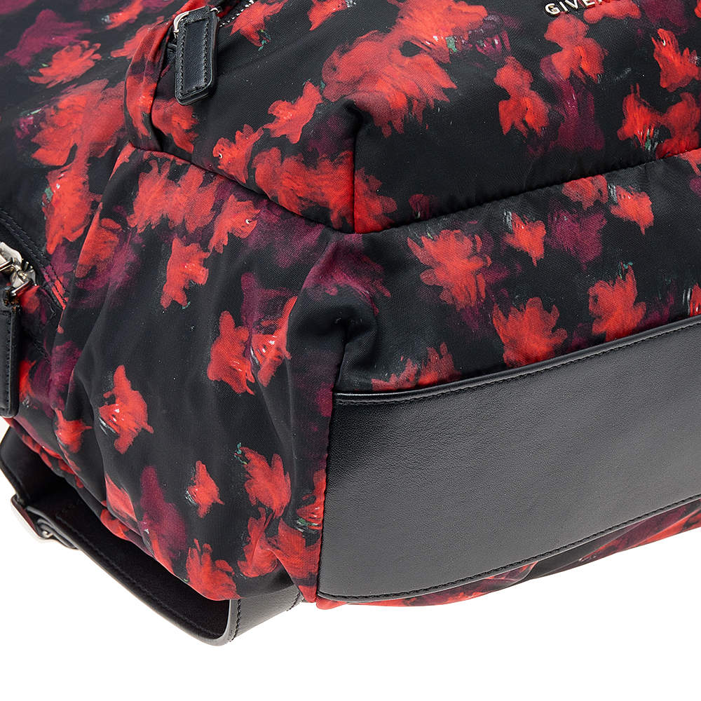 Givenchy Black/Red Floral Print Nylon Backpack Bag - Yoogi's Closet