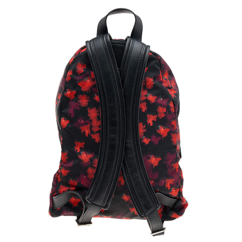 Givenchy Black/Red Floral Print Nylon Backpack Bag - Yoogi's Closet