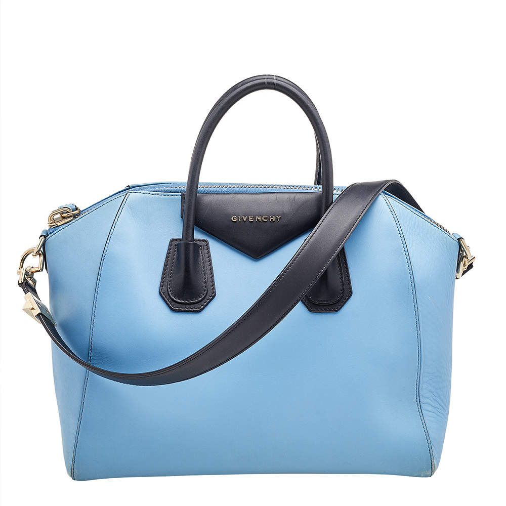 Pre Owned Givenchy Blue/Black Leather Medium Antigona Satchel