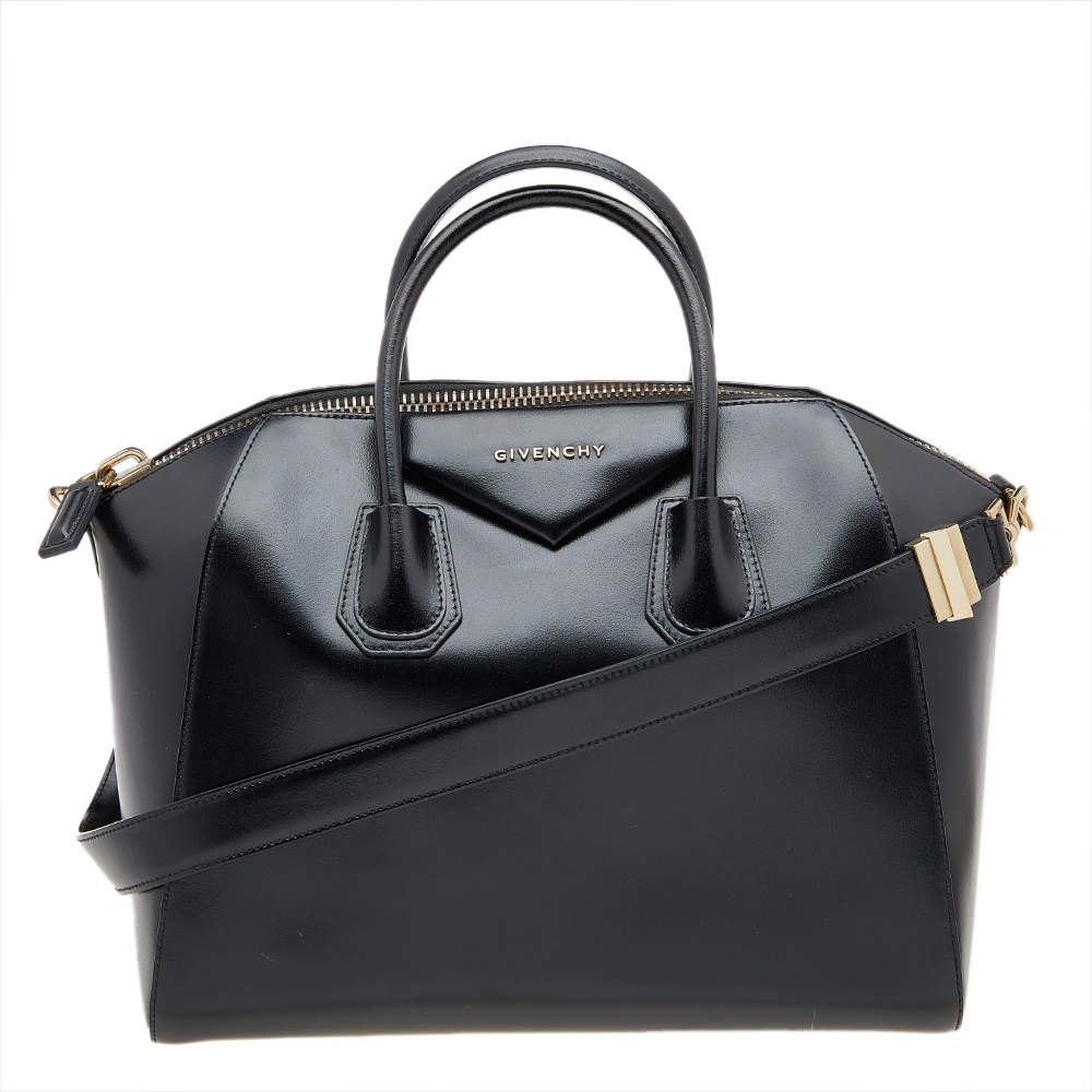 Pre Owned حقيبة ساتشل جيفنشي أنتيغونا جلد سوداء متوسطة 