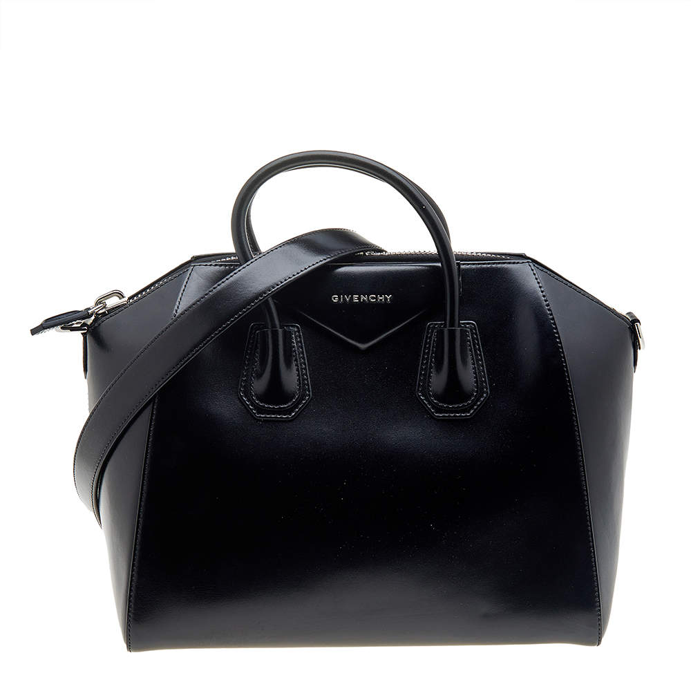 Pre Owned Givenchy Black Leather Medium Antigona Satchel 