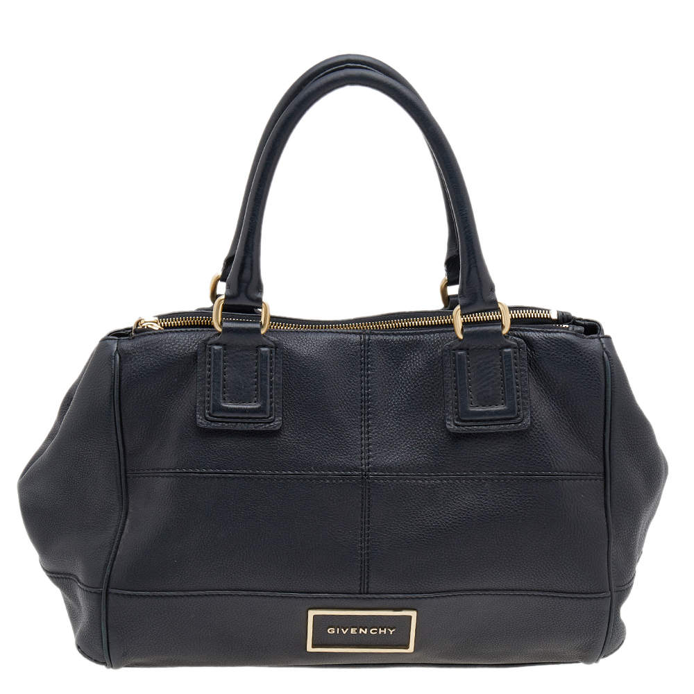 Pre Owned Givenchy Black Leather Top Zip Satchel