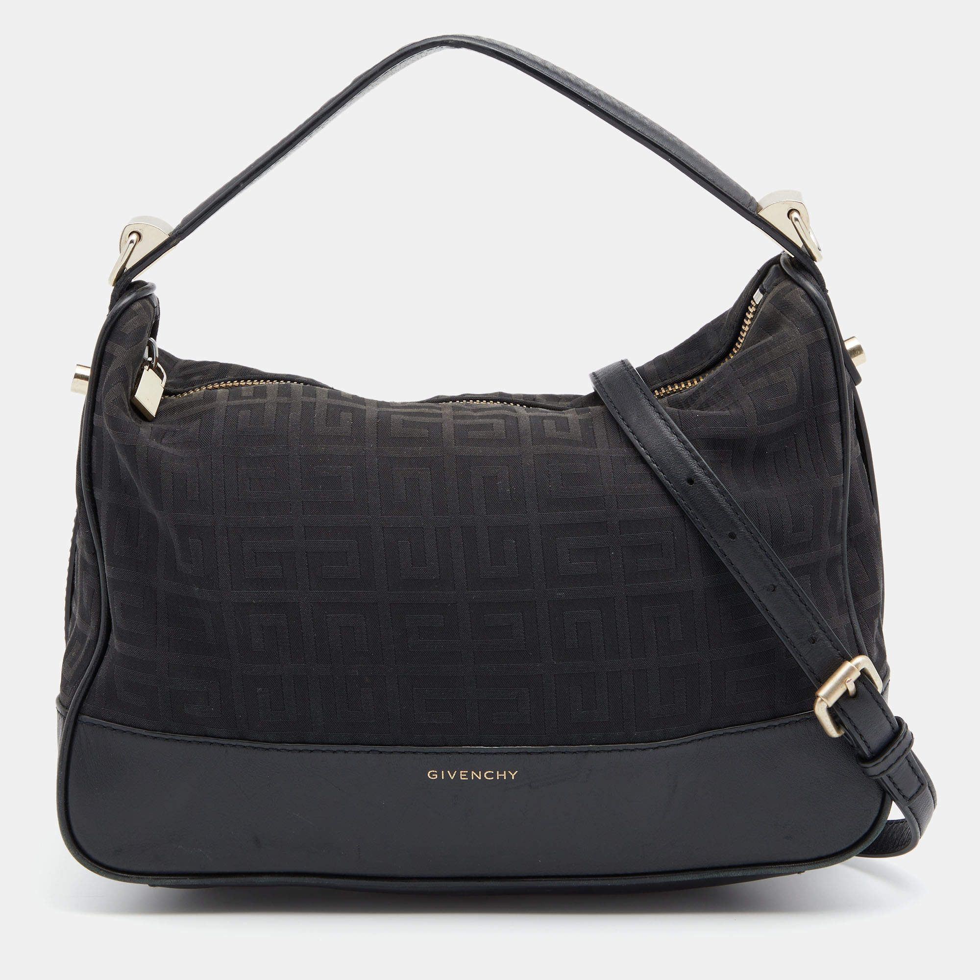 Pre Owned Givenchy Black Canvas and Leather Hobo