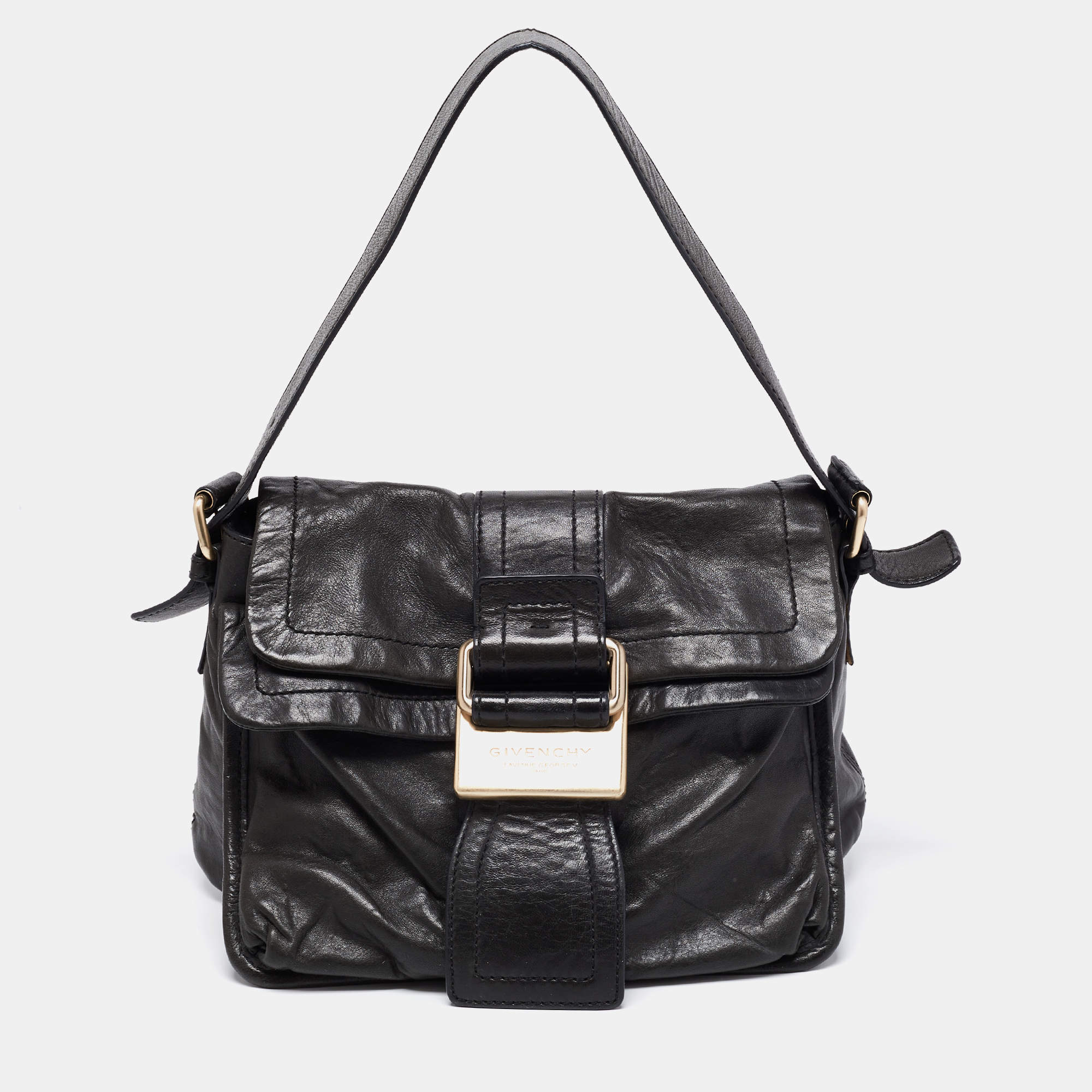 Pre Owned حقيبة كتف جيفنشي جلد أخضر كاكي