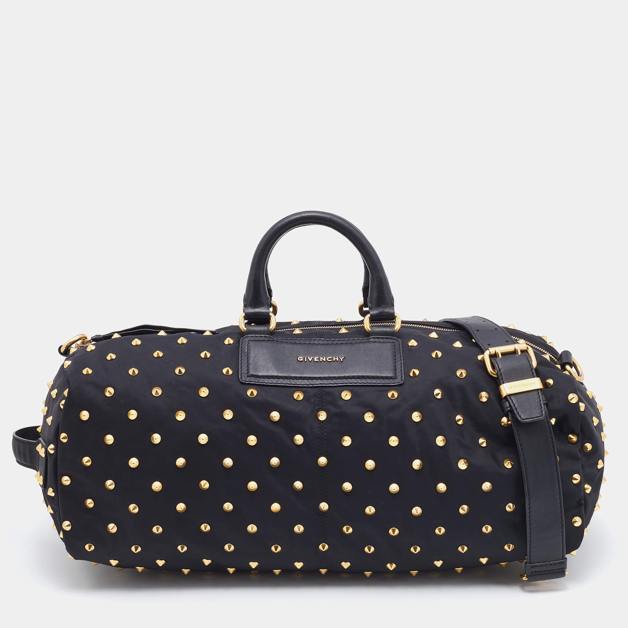 Givenchy Black Nylon And Leather Studded Duffle Bag