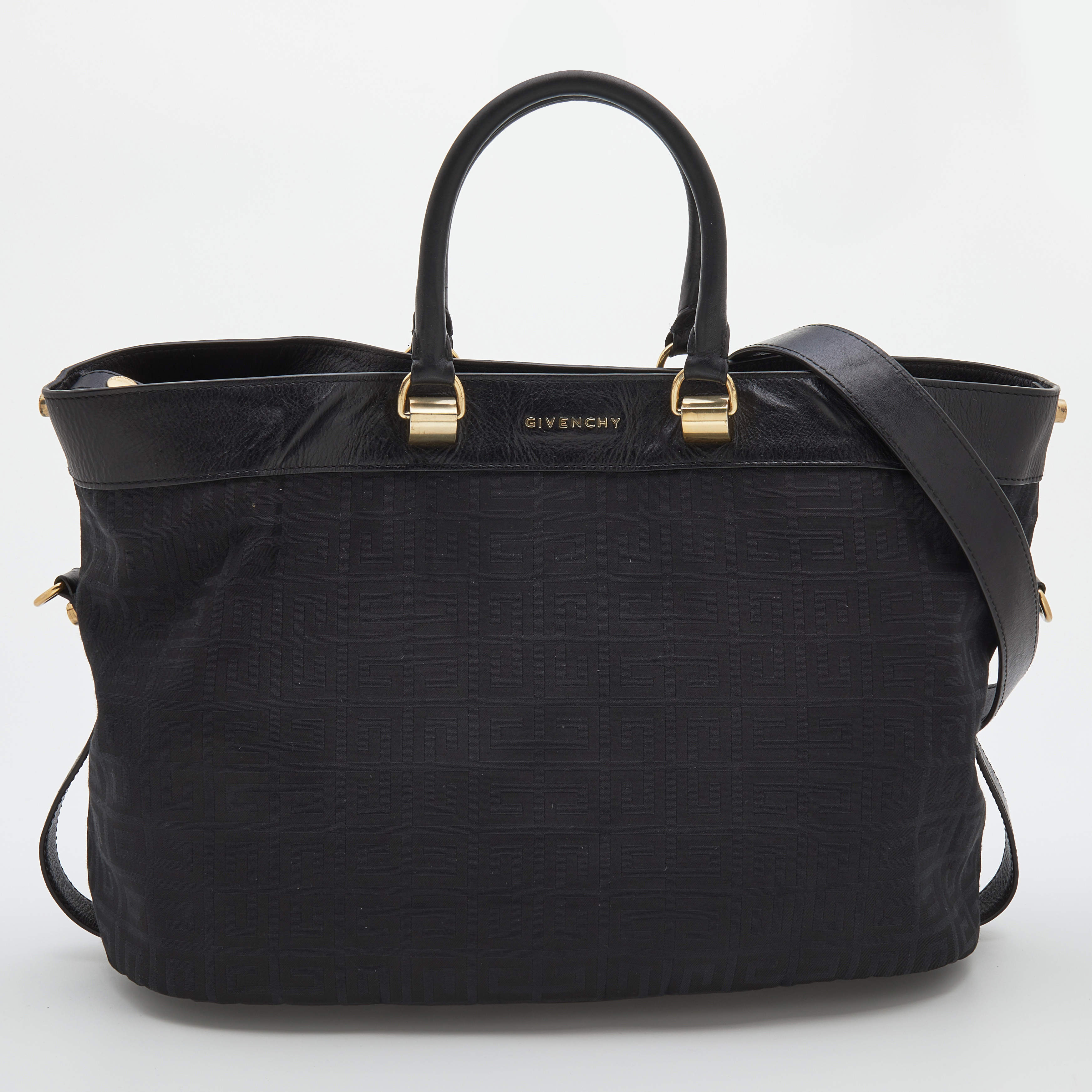 Pre Owned حقيبة يد توتس جيفنشي جلد وكانفاس مونوغرامي أسود