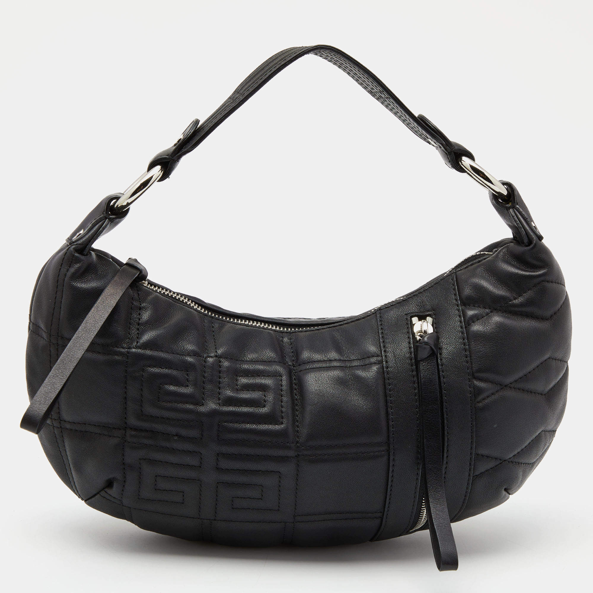 Pre Owned Givenchy Black Monogram Quilted Leather Hobo