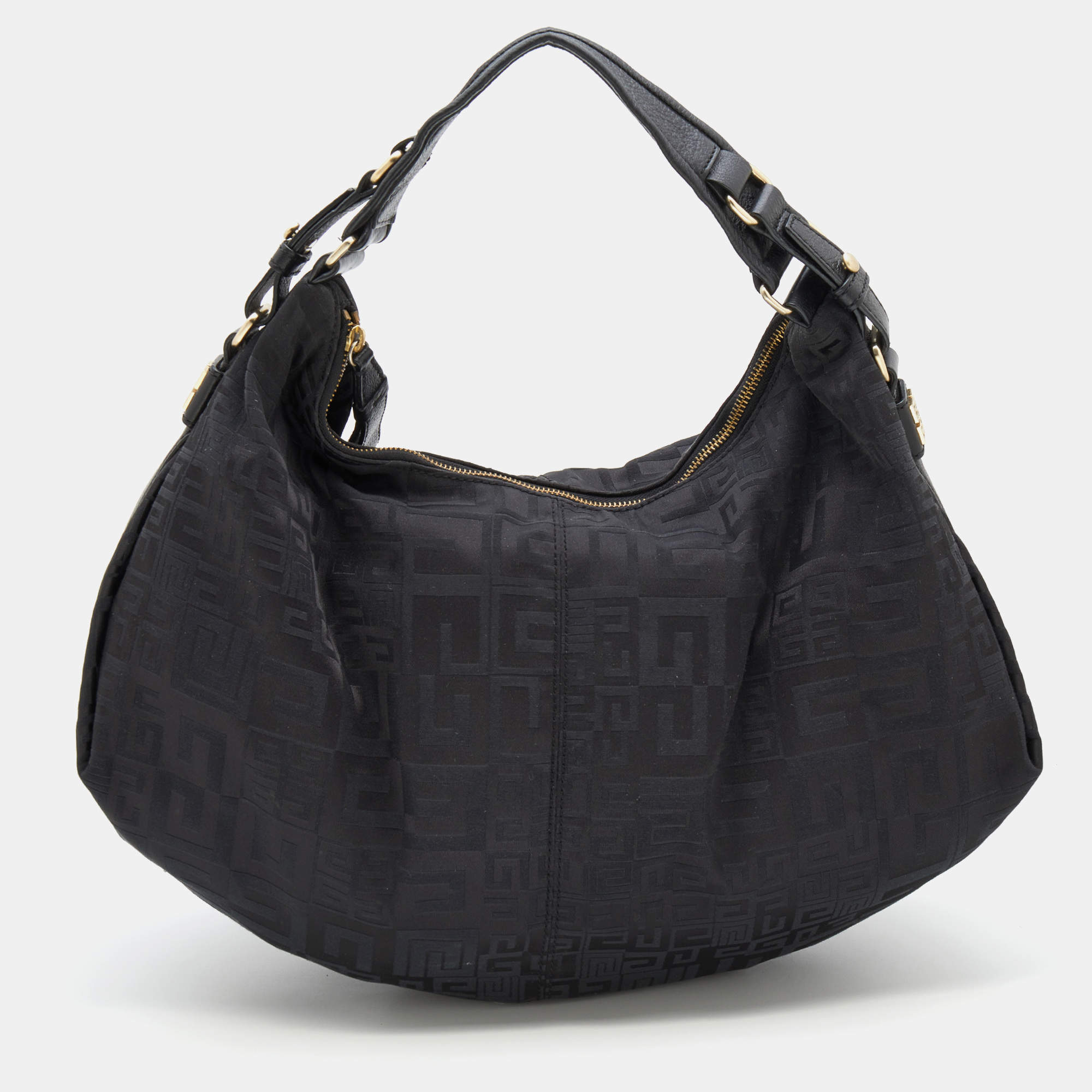 Pre Owned Givenchy Black Signature Canvas And Leather Hobo