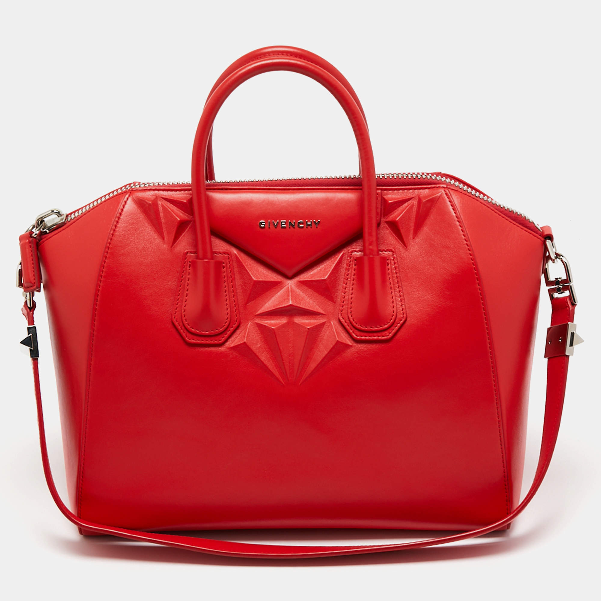 Pre Owned Givenchy Orange Leather Medium Antigona Satchel 