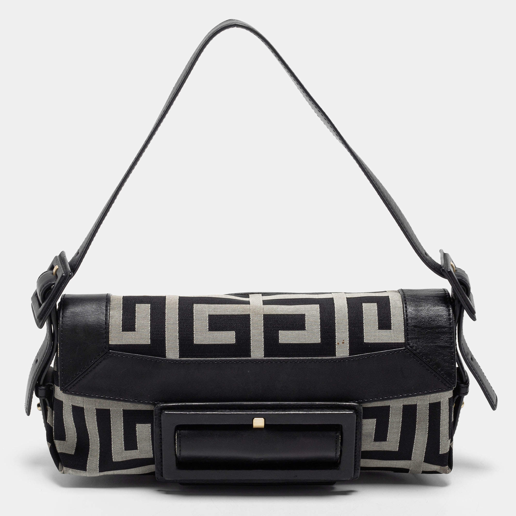 Pre Owned Givenchy Black Canvas and Leather Shoulder Bag