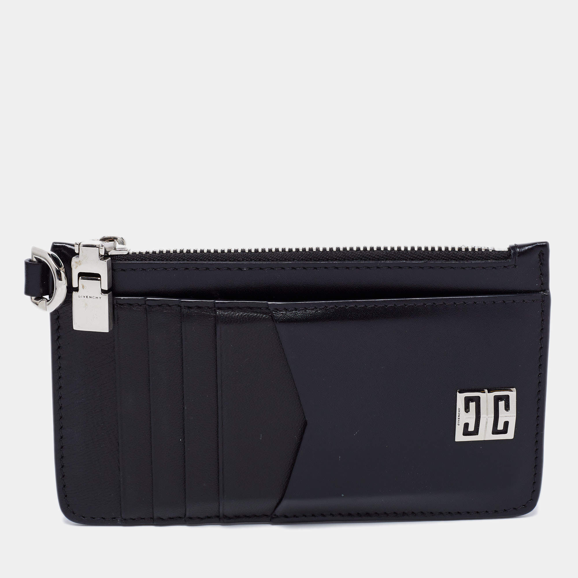 Pre Owned Givenchy Black Leather Zipped Card Holder