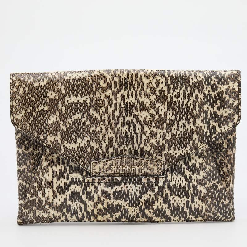مملوكة مسبقًا Givenchy Cream/Brown Water Snake Antigona Clutch