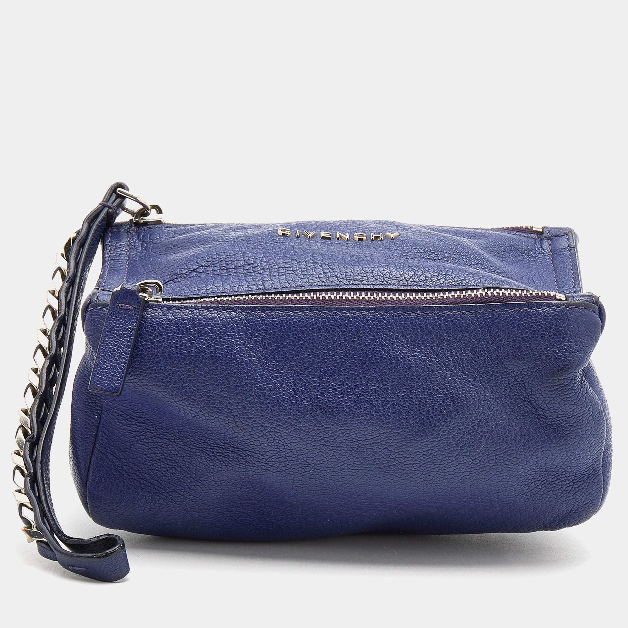 Pre Owned Givenchy Purple Leather Pandora Clutch