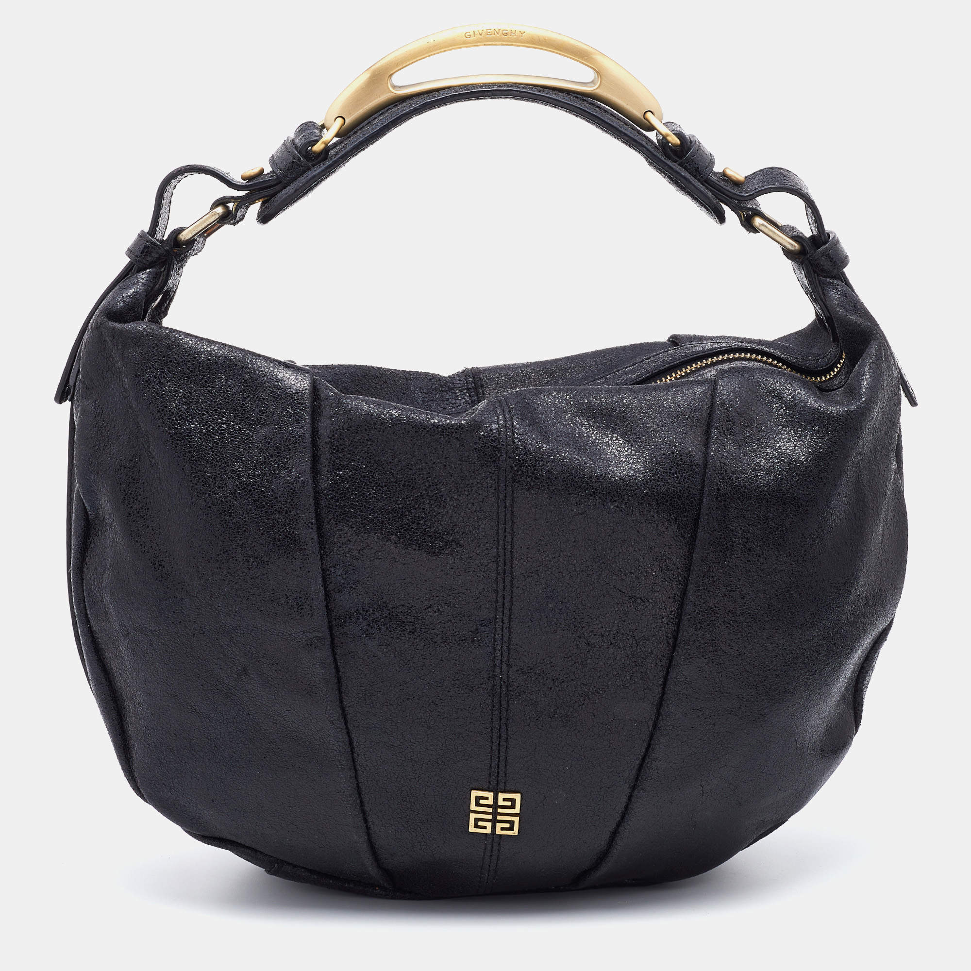 Givenchy Black Crackle Leather Hobo