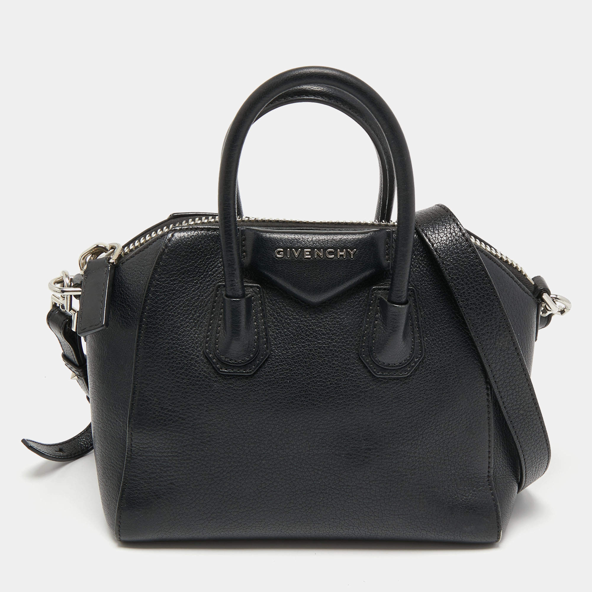 Pre Owned Givenchy Black Leather Mini Antigona Satchel