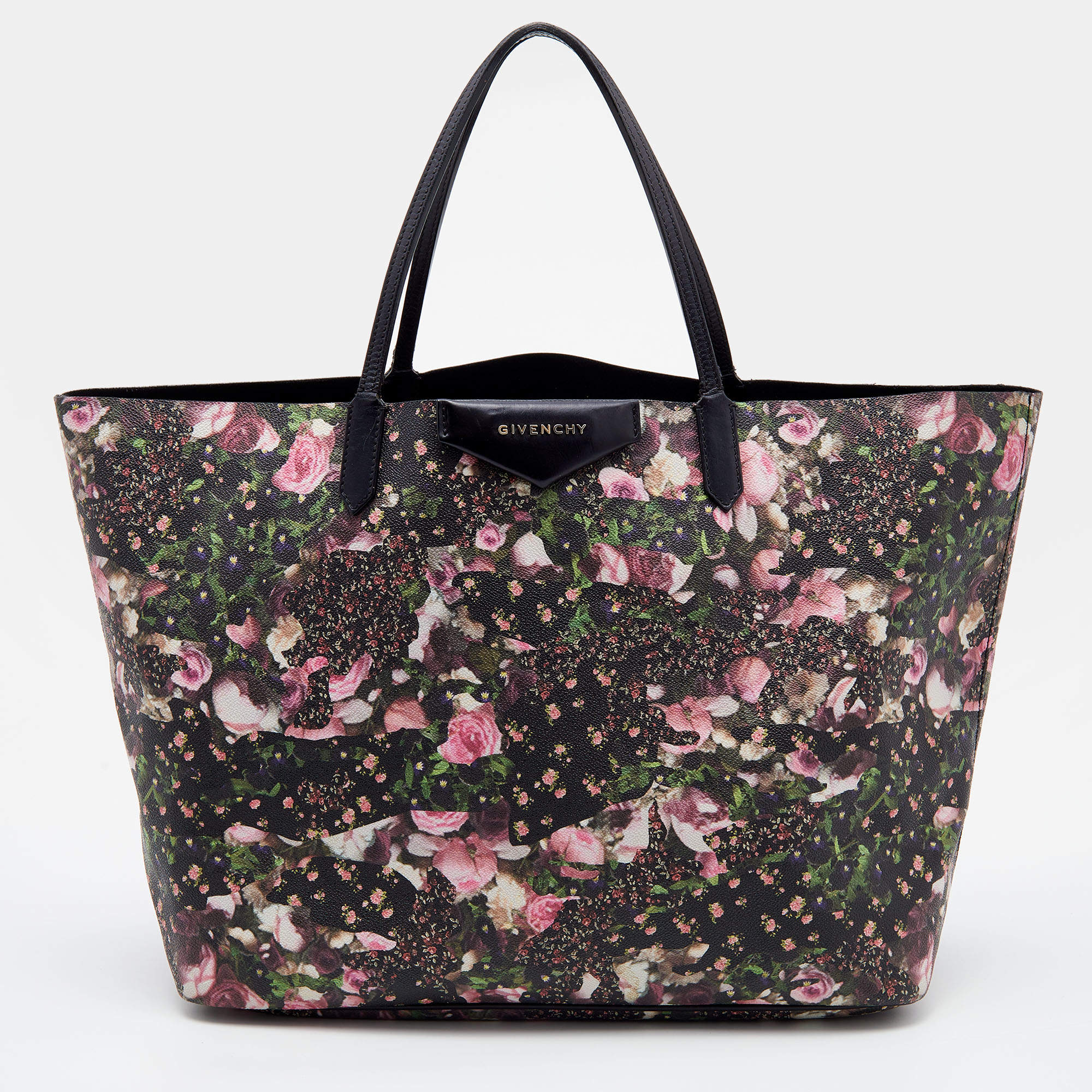 Pre Owned Givenchy Multicolor Floral Print Coated Canvas and Leather Antigona Shopper Tote