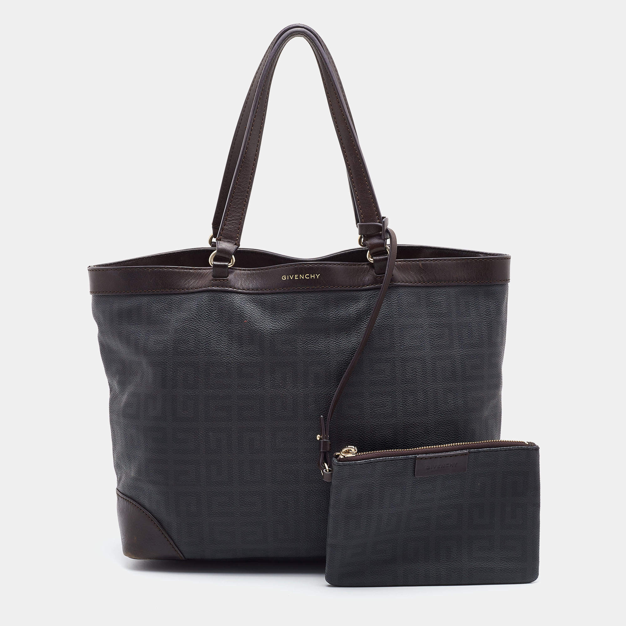 Givenchy Grey/Brown Monogram Coated Canvas and Leather Tote