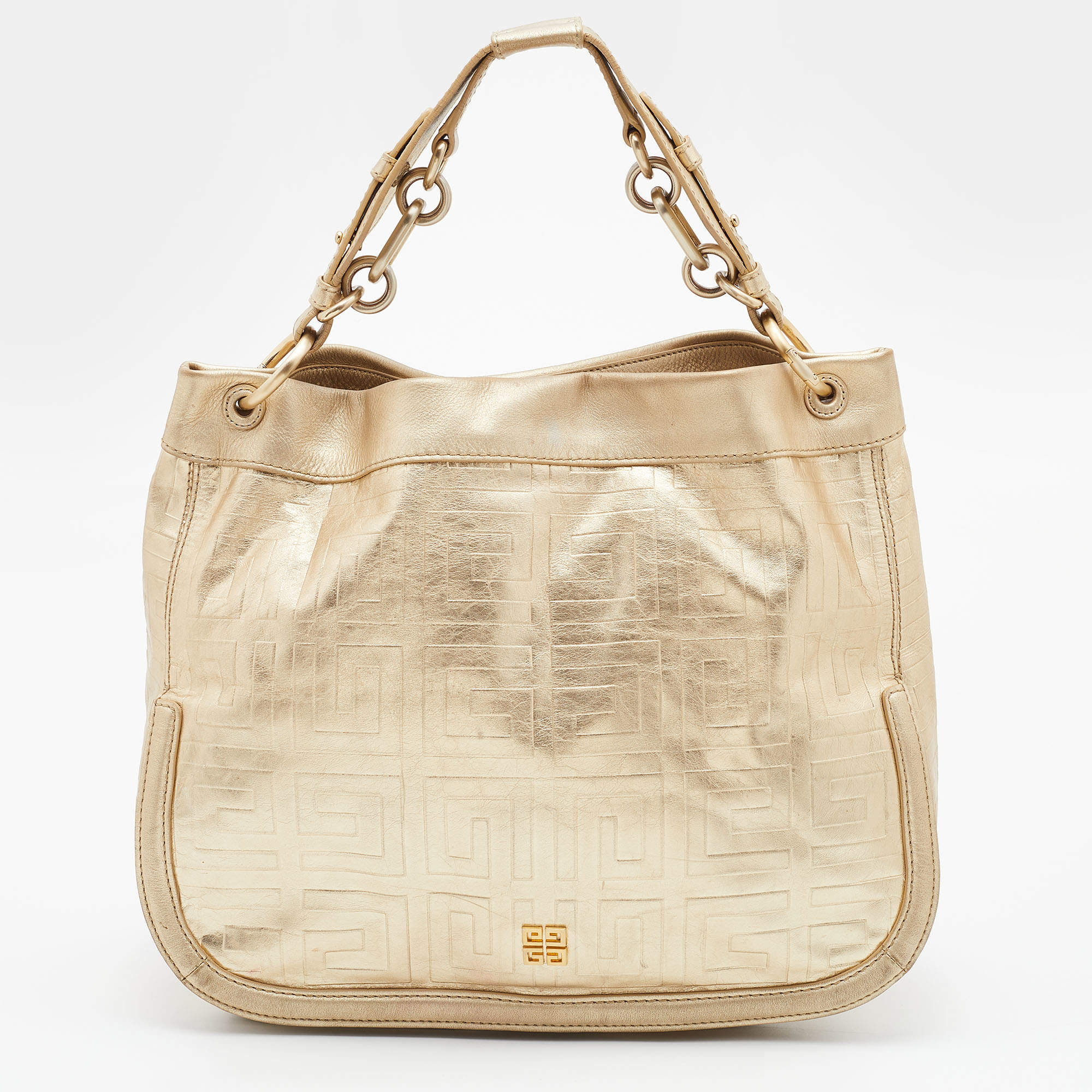 Givenchy Gold Monogram Leather Hobo