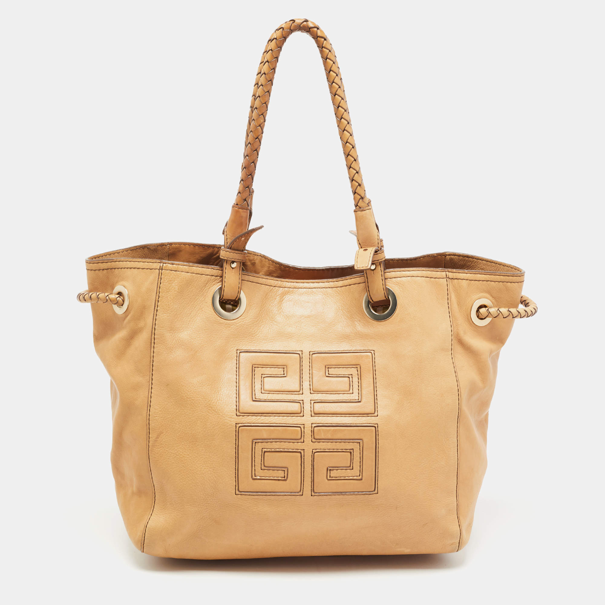 Givenchy Beige Embossed Leather Braided Handle Tote